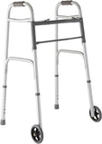 Medline Two-Button Folding Walker with 5" Wheels