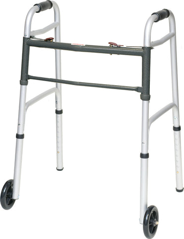 Probasics Aluminum Two-Button release Folding Walker w/Wheels