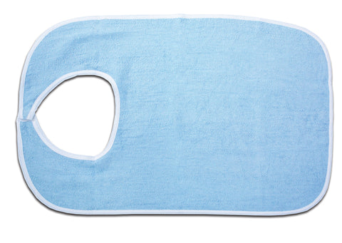 Essential® Blue Terry Cloth Bib with Hook and Loop Closure
